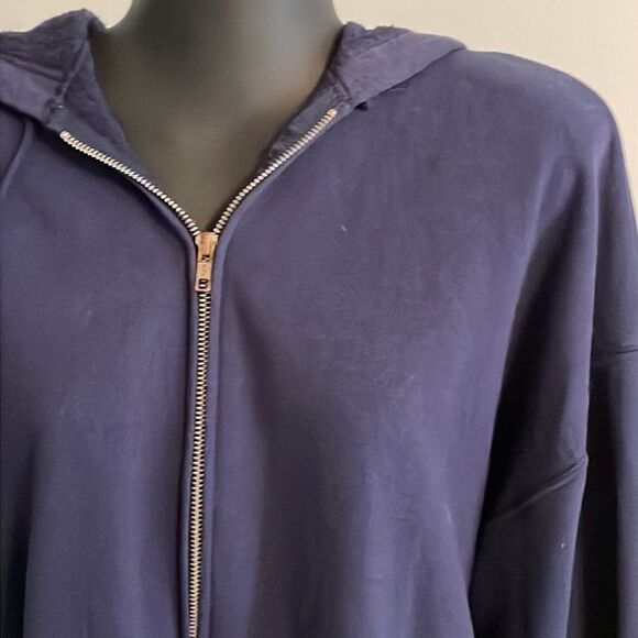 XL Jerzees blue long sleeve hooded pocketed full front zip fleece lined jacket - Picture 5 of 15